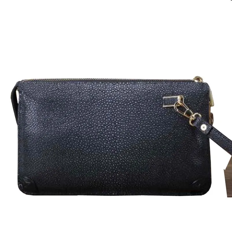 

ourui Pearl fish skin male Hand bag black Genuine leather Clip package male The large capacity handbags Men clutch bag