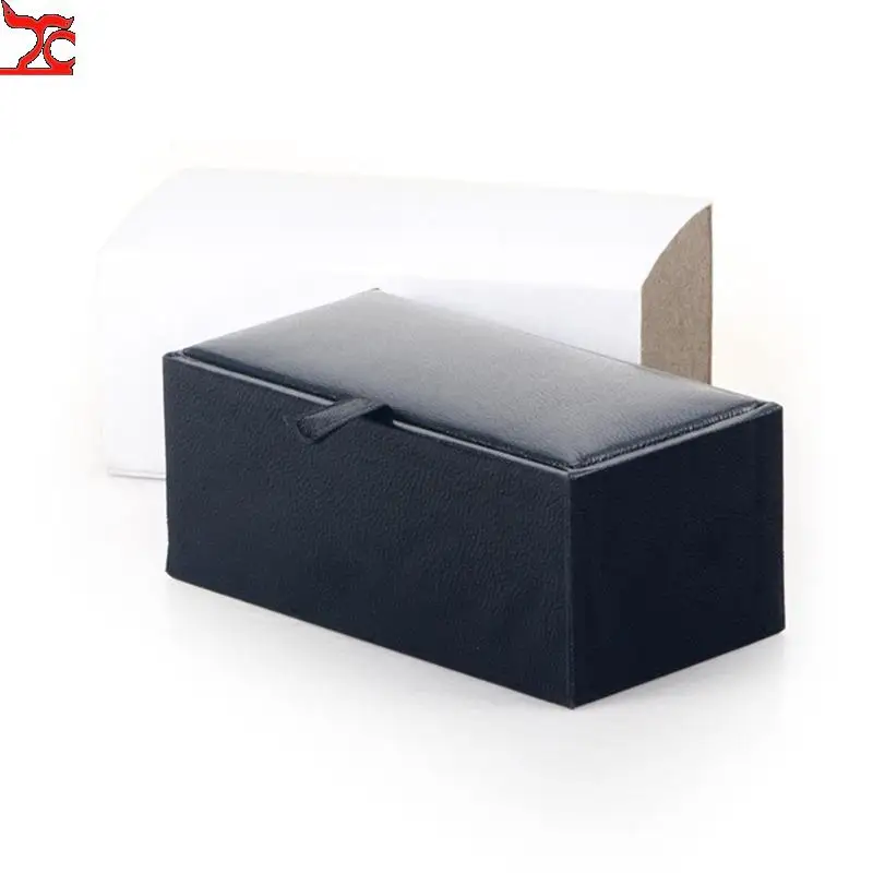 Cufflinks Storage Box Black Faux Leather Case Brooch Lapel Pin Hair Pins Gift Packaging Box Tie Tack Tie Clip Collection Box