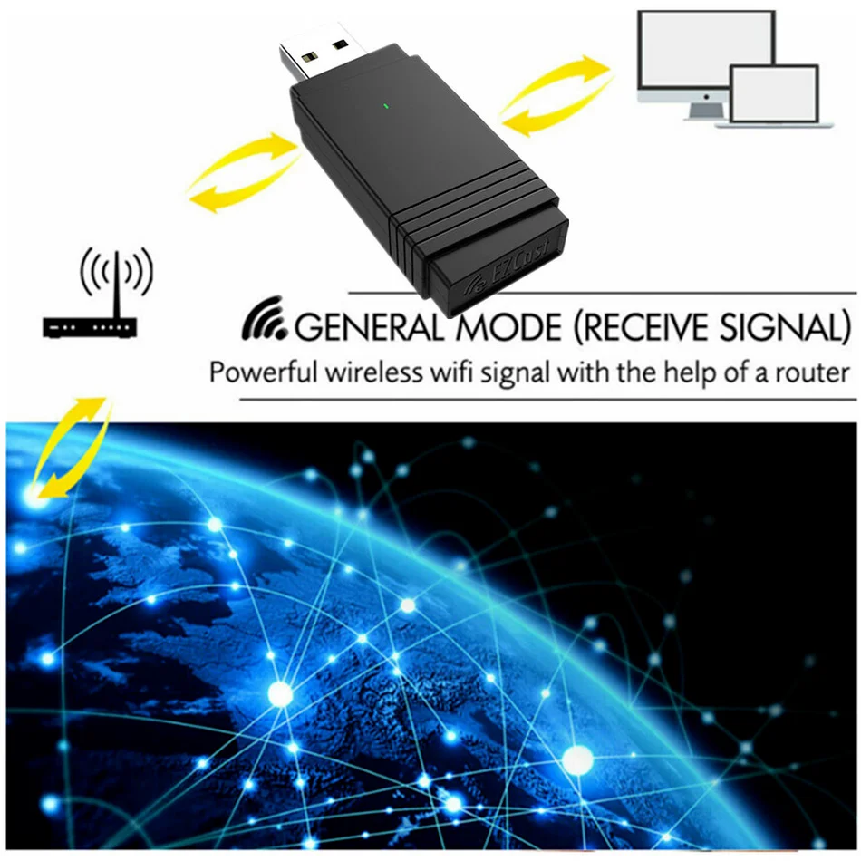 USB 3.0 Wi-fi 1200Mbps Adaptateur Bi-bande 2.4Ghz/5.8Ghz Bluetooth 5.0/WiFi 2 en 1 Dongle D'antenne MU-MIMO Adaptateur pour PC Portables