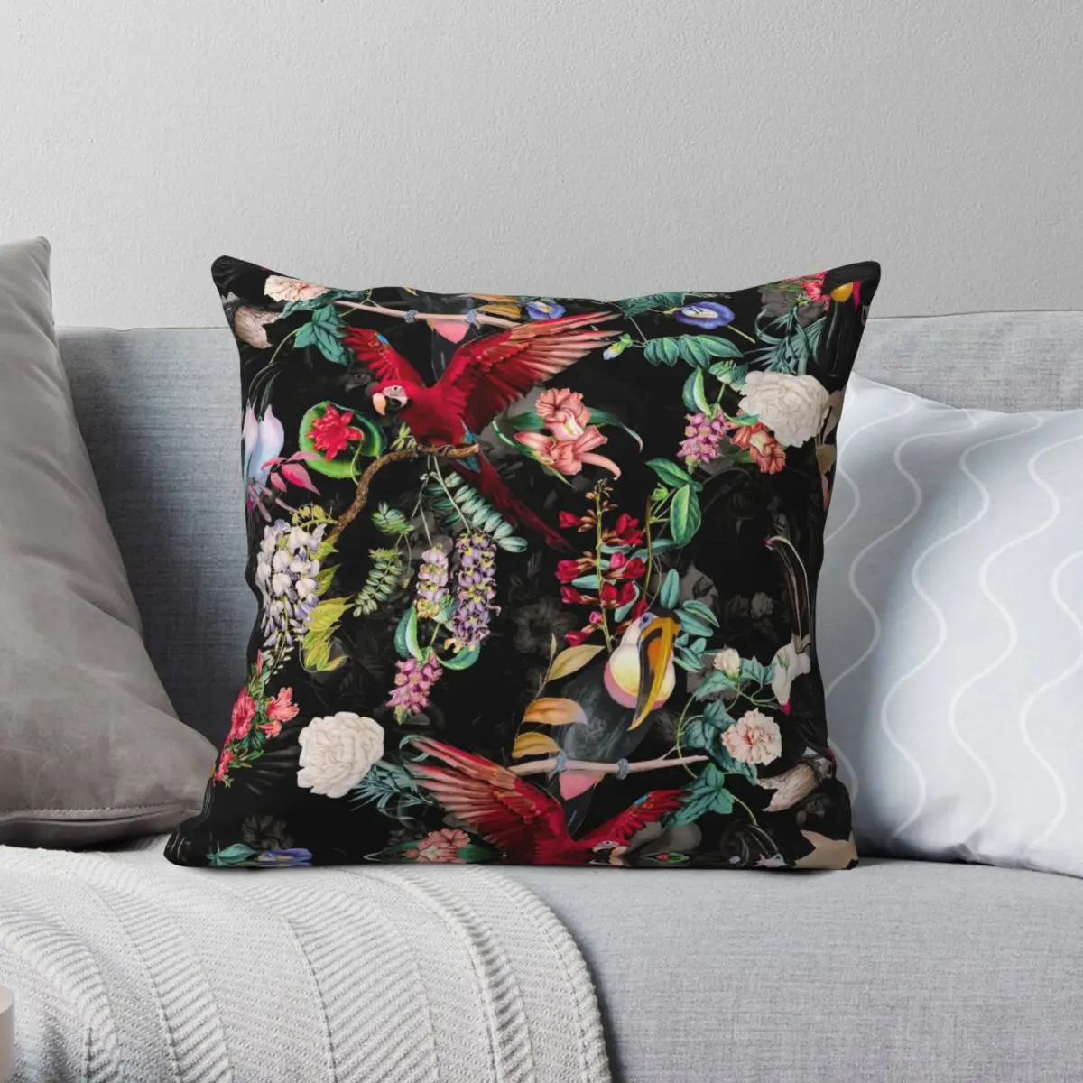 

Floral And Birds IX Pillowcase Polyester Linen Velvet Pattern Zip Decor Pillow Case Sofa Cushion Cover