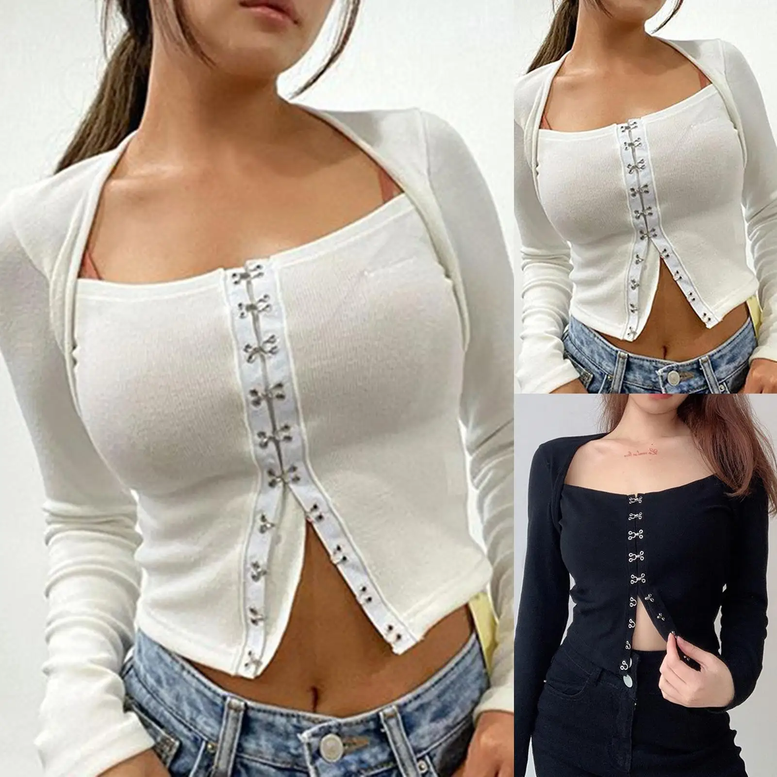 Women Fashion Solid Color Long Sleeve Single-breasted Blouse BucklesTop Women's Clothing блузка женская ropa de mujer