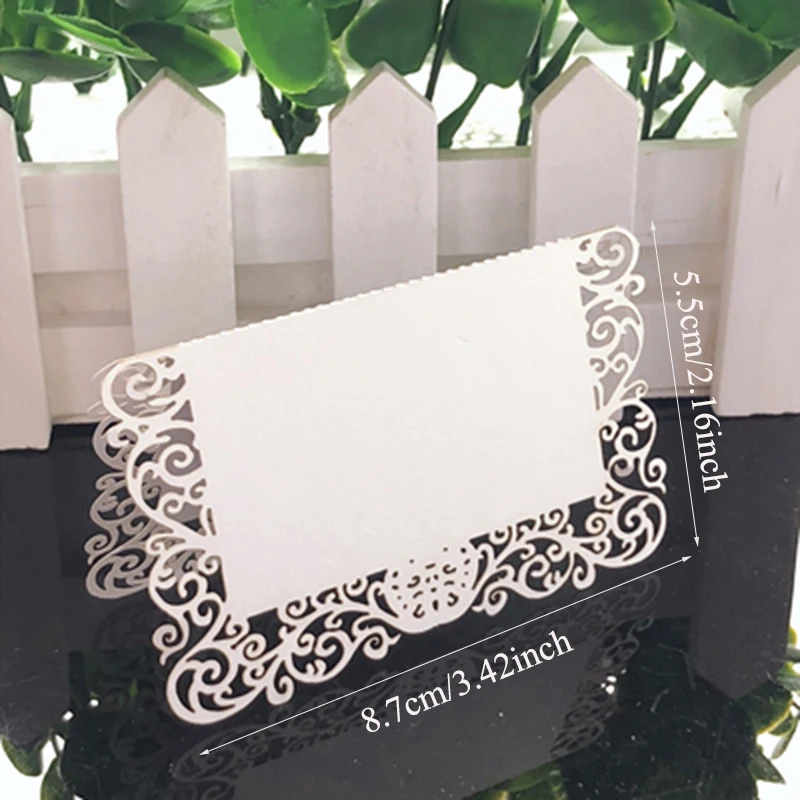 50pcs Lace Name Place Cards Wedding Decoration Pearlescent Table Decor Table Name Message Greeting Card Event Party Supplies