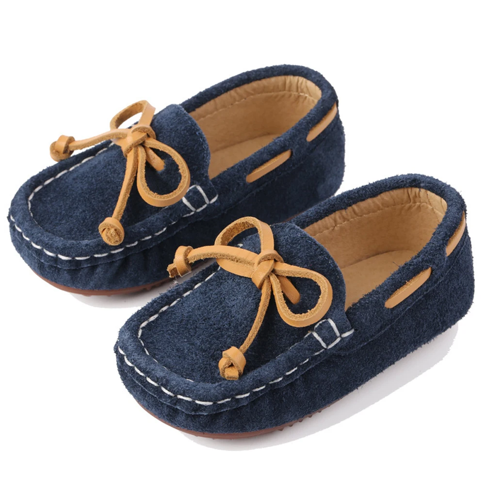 LOVIRS Kids Genuine Leather Casual Bowtie Loafer Flats Tod Flat Children Slip On Loafers Moccasins Shoes