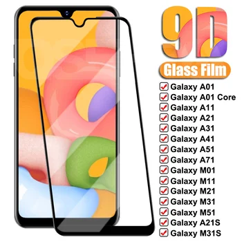 9D koruyucu cam Samsung Galaxy A01 A11 A21 A31 A41 A51 için 9D koruyucu cam Samsung M01 M11 M21 M31 M51 ekran koruyucu