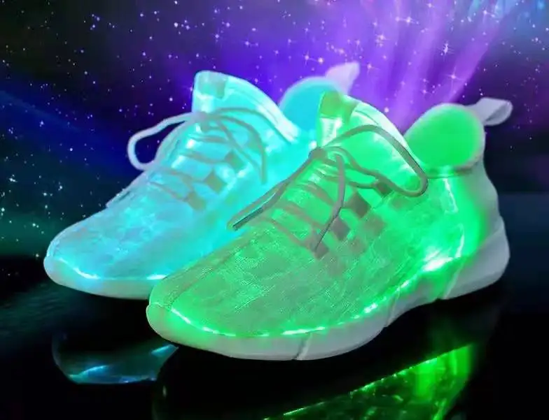 

Luminous Sneakers Glowing Fiber Optic Fabric Light Up Shoes for Kids White LED Sneakers Flashing Shoes with Light