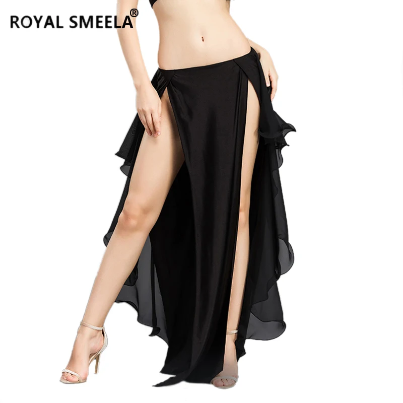 Double slit long belly dance skirts for women sexy Belly dancing skirts performance bellydance skirt women belly dance costume