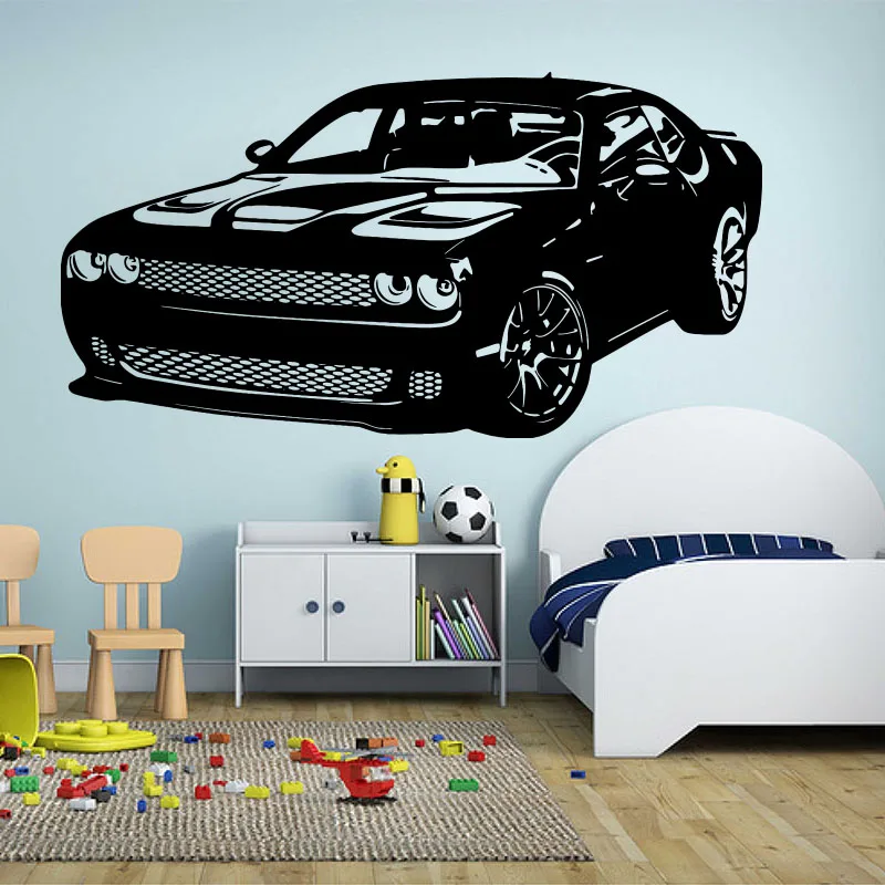 Large For Dodge Challenger SRT Supercharged HEMI Hellcat Car Wall Decal Sticker Playroom Kids Room Vinyl Home Decor