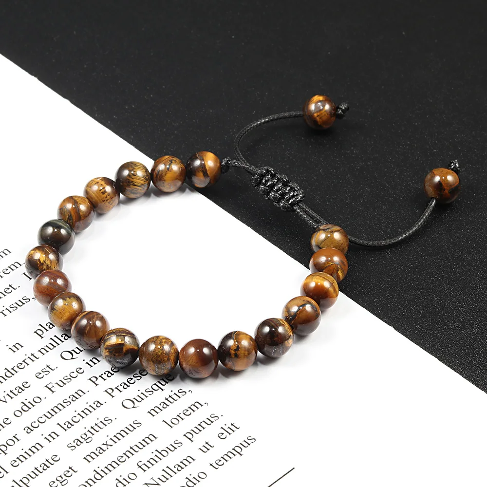 8mm Trendy Natural Tiger Eye Lava Stone Beads Bracelet For Women Men Adjustable Bracelets Yoga Healing Counple Jewelry New Gifts