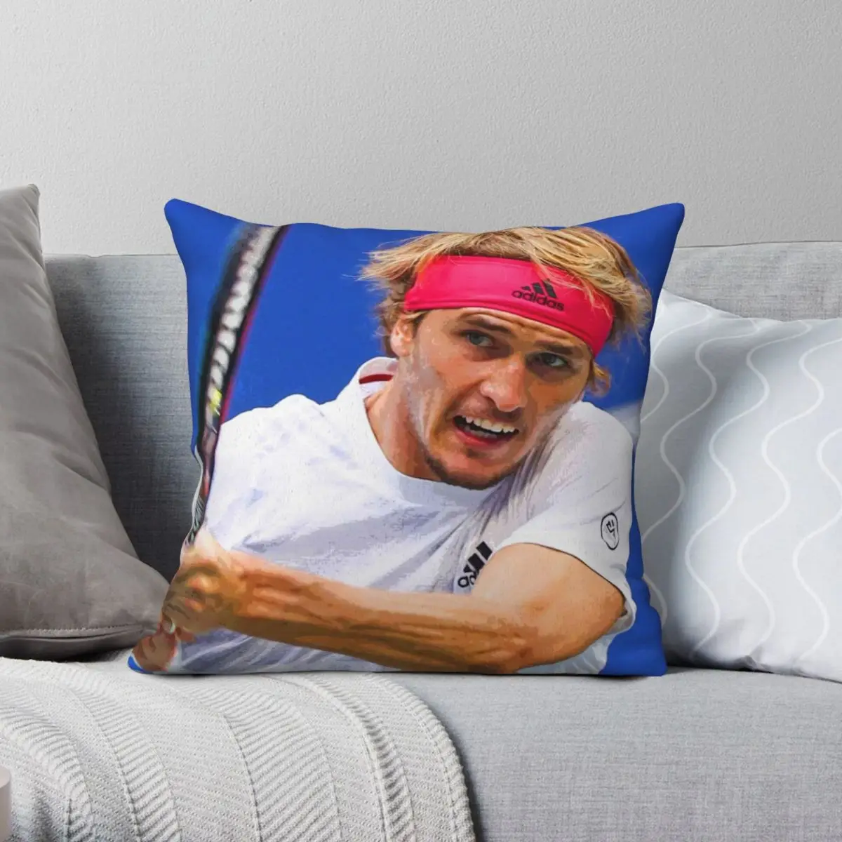 Alexander Zverev Playing Tennis Pillowcase Polyester Linen Velvet Creative Zip Decor Throw Pillow Case Sofa Seater Cushion Cover