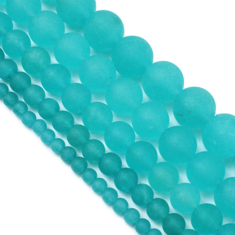 Natural Matte Green Chalcedony Stone Round Loose Spacer Beads 4 6 8 10 12mm Pick Size for Jewelry Making DIY Bracelet Necklace