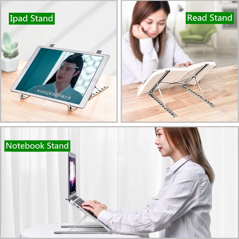 Laptop Stand Rack X Style Adjustable Foldable Aluminum Alloy Office Desktop Notebook Holder Desk For 7-15 Inch Macbook Pro Air