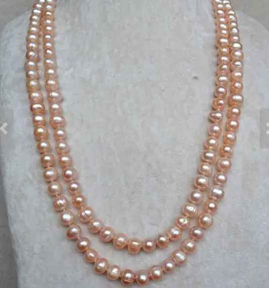 

New Arrival Favorite Pearl Necklace Natural Pink Color Genuine Freshwater Pearl Necklace 52inches Long Fine Jewelry Women Gift