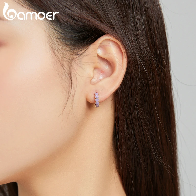 bamoer 1piece Mono-earring Match and Mix Series Hoops Huggies 925 Sterling Silver Hypoallergenic Piercing Jewlery Wild SCE1052