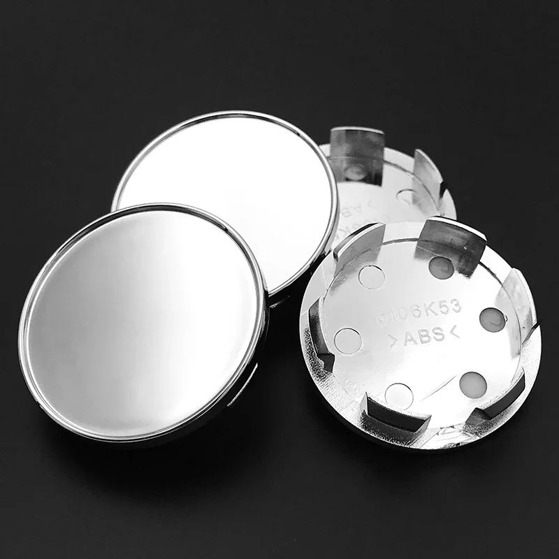 4PCS Modified 53MM Fit 50mm Flat Logo Car Wheel Center Cap Rim Hub Dustproof Cover Silver Black ABS Plastic