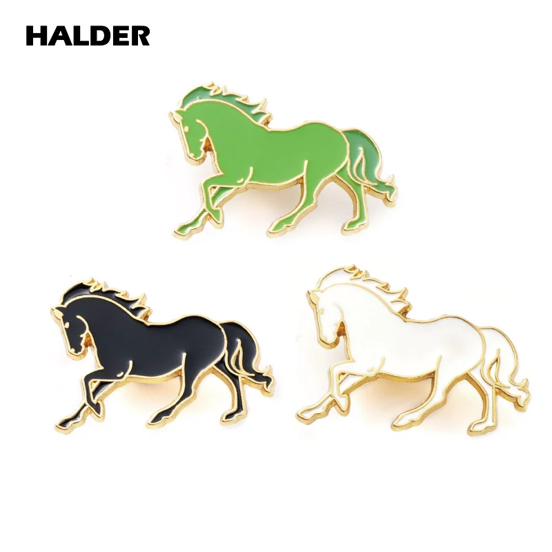 HALDER Horse Ten Thousand Steeds Gallop Enamel Brooches Lapel Pin Backpack Costum Badge Jewelry Accessories Gift for Fans Friend