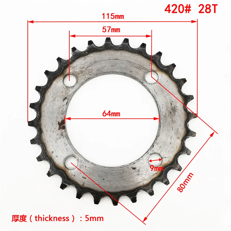 Motorcycle Electric Vehicle Tooth Sprocket Electric Tricycle Modification Parts Flywheel Crankset 420#28T29 32 36 37 38 41