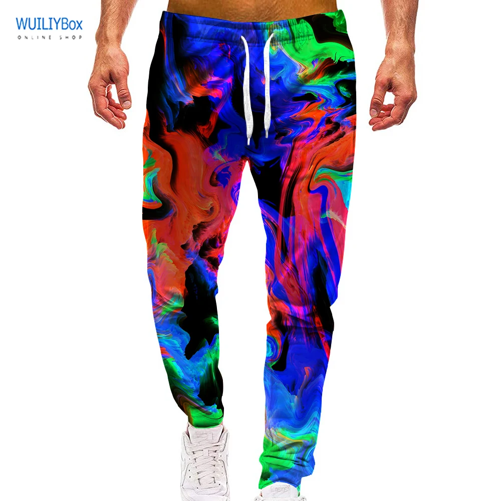 Men's Trousers Rainbow Colorful Pattern Hawaiian Pants Beach Pants Drawstring Elastic Waist 3D Print Graphic Prints Comfort