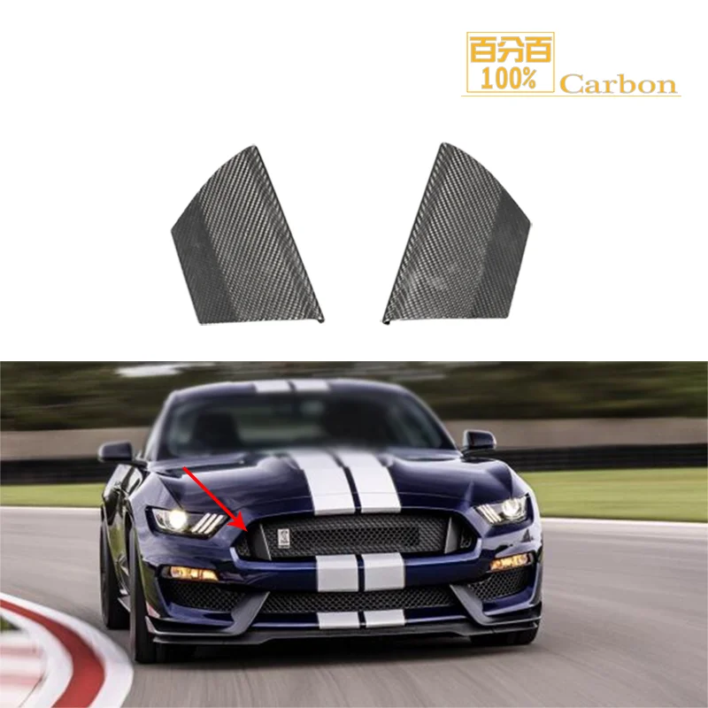 

Real Dry Carbon Front Grill Side Trims Cover For Ford Mustang GT350 Shebly 2019p