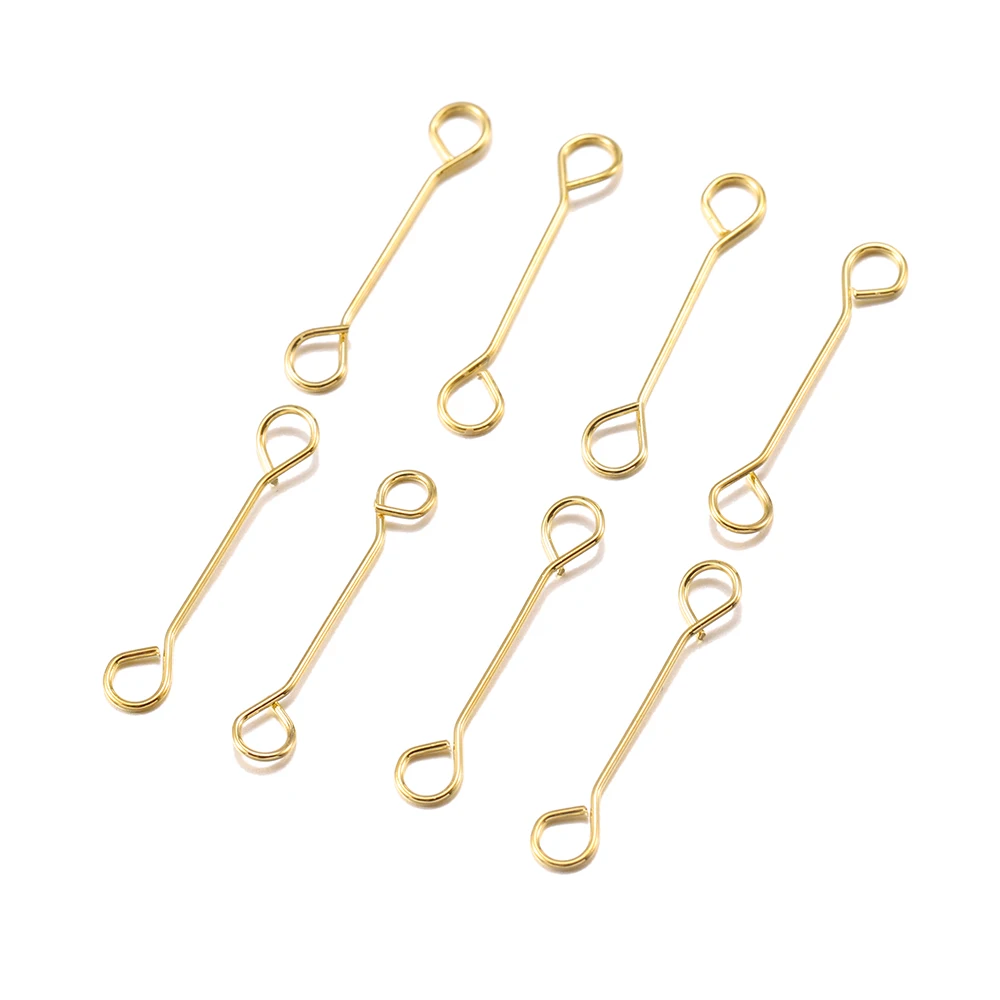 50pcs/lot 15 20 25 30 45mm Metal Steel Double Eye Pin Earrings Ear Connecting Rod For DIY Jewelry Pins Making Handcraft Supplies