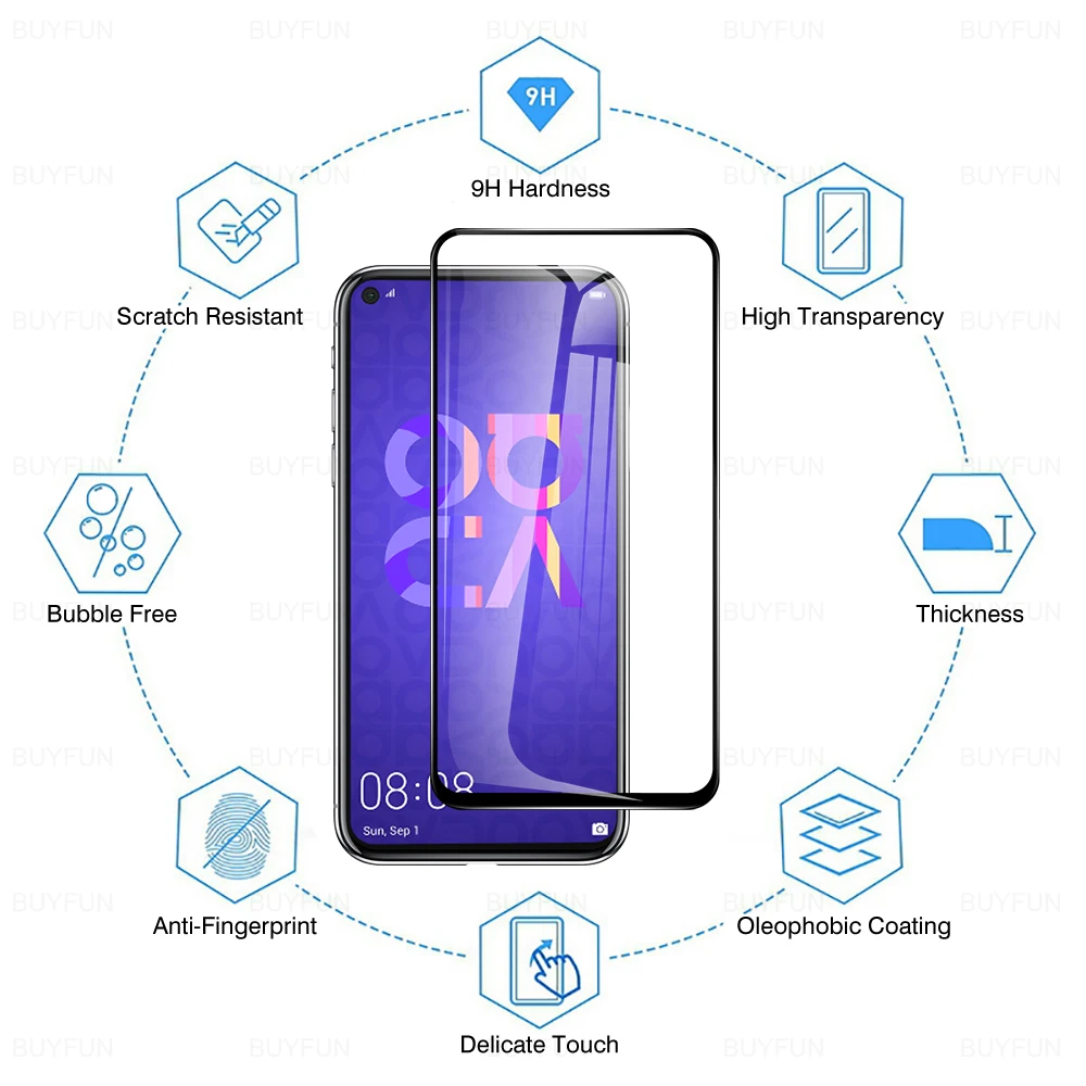 4IN1 Lens Tempered Glass For Huawei Nova 5T 5Z 6SE 7i 7se 4e 6.26\