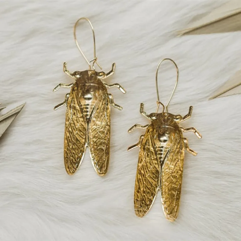 New Cicada Earrings Statement Minimalism Punk Creativity Metal Accessories Ear Stud Drop Women Witch Fashion Jewelry Gift Trend