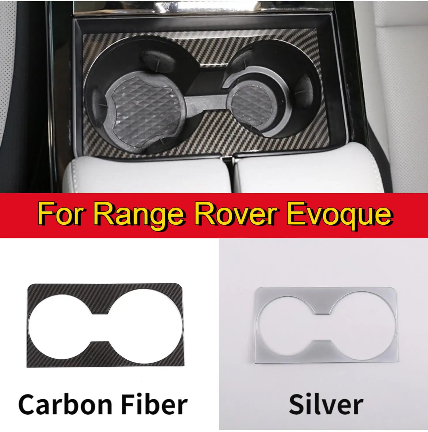 

For Range Rover Evoque （L551）2019-2020 ABS Chrome/Carbon Fiber Texture Water Cup Holder Panel Decoration Trim Car Accessories