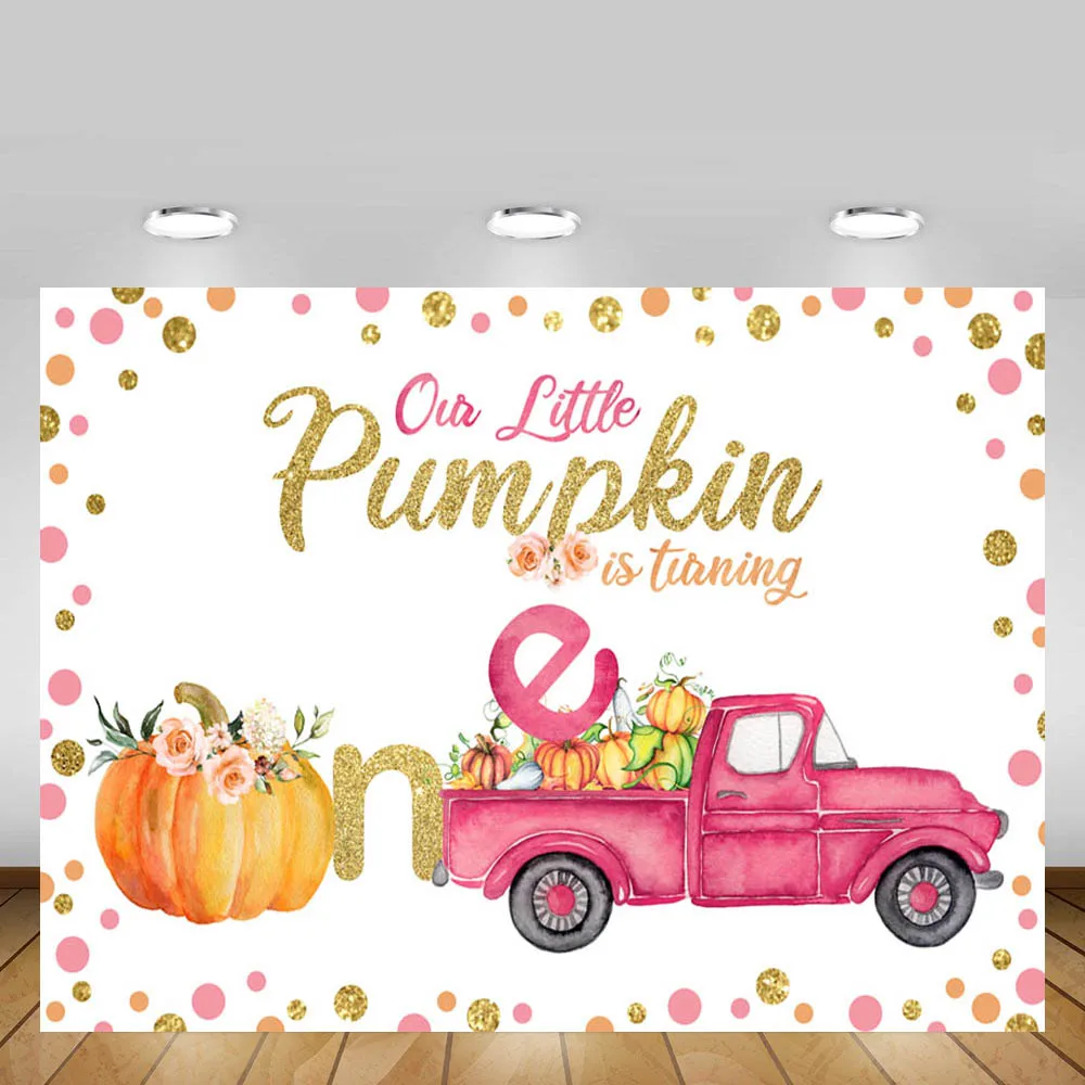 

Mehofond Pumpkin Backdrop Polka Dot Autumn Baby 1st Birthday Party Baby Shower Photography Background Photo Studio Photocall