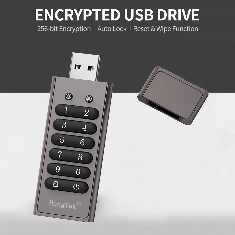 32GB/64GB/128GB/256GB 256bit Encrypted USB Drive Password Secure Flash Drive USB3.0 U Disk Support Reset/Wipe/Auto Lock Function