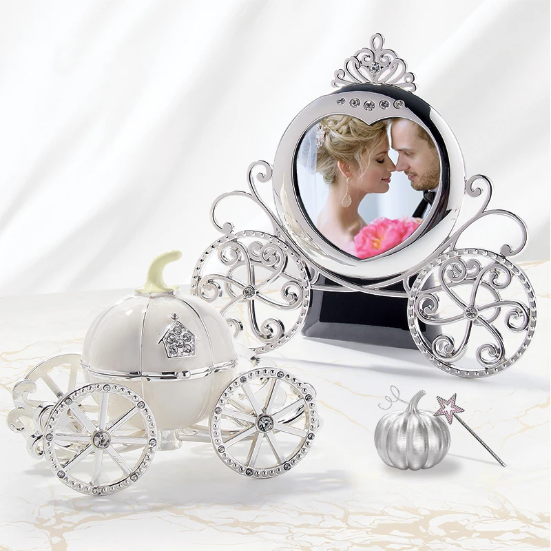 Cinderella Pumpkin Carriage Picture Frame Crystal Jewelry Box Display  Wedding Anniversary Decoration  Gift for Friends