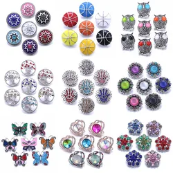 Boom Life 10pcs/lot Wholesale Snap Jewelry 18mm Snap Buttons Mix Rhinestone Metal Flower Snaps Buttons for Snap Bracelet Bangle