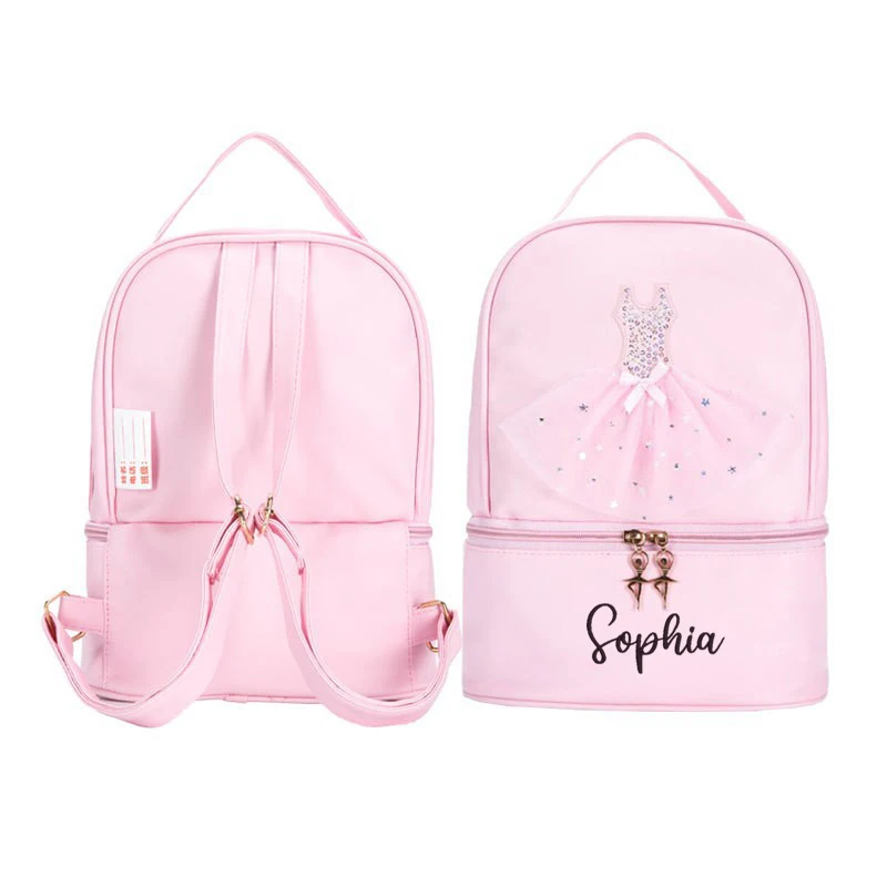 Personalized Embroidery Kids Dance BackBag for Girls Ballerina Pink Duffel for Ballet Class Crossbody Ballet Handbag Backpack