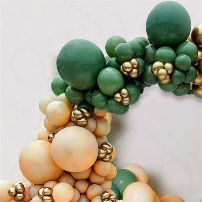 186Pcs Macaron Peach Balloons Garland Arch Kit Green Chrome Metallic Latex Balloon Set Wedding Birthday Party Decorations