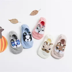 5 Pairs New Arrival Spring Summer Cotton comfortable Cartoon Animal Dog Funny Invisible Ankle Casual Female Girl Boat Socks