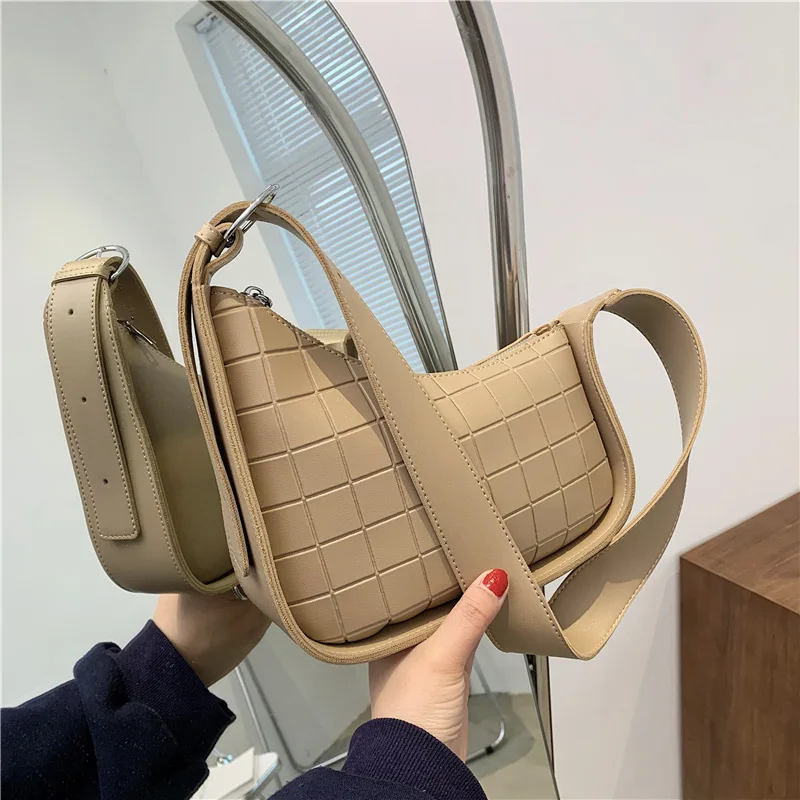 2021New Underarm Chocolate Indentation Shoulder Bags For Women PU Leather Handbags Designer Brands Women Shoulder Messenge Bagr