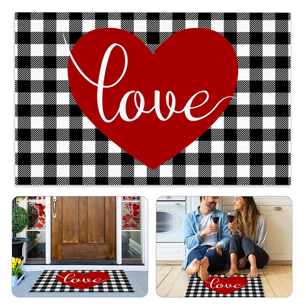 Valentine's Day Floor Mats Love Heart Doormat Indoor Outdoor Entrance Bathroom Doormat Valentines Day Rug