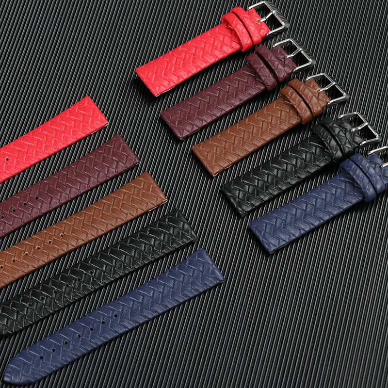 8/10/12/14/16/18/20/22/24mm 9Colors Woven Braided Leather Replace Writst Watch Band With Stainless Steel Buckle Soft Strap