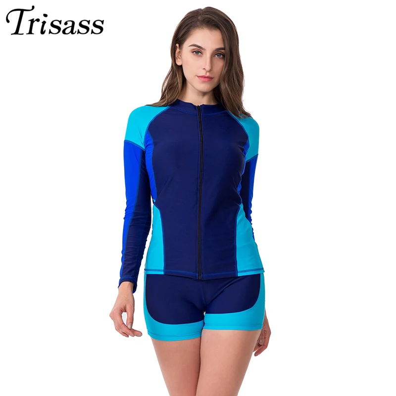 Trisass 2021 New Four Piece Surf suit Women Professional Sports Swimsuit Separate Shorts Swimwear Long Pants Sleeve Bathing suit