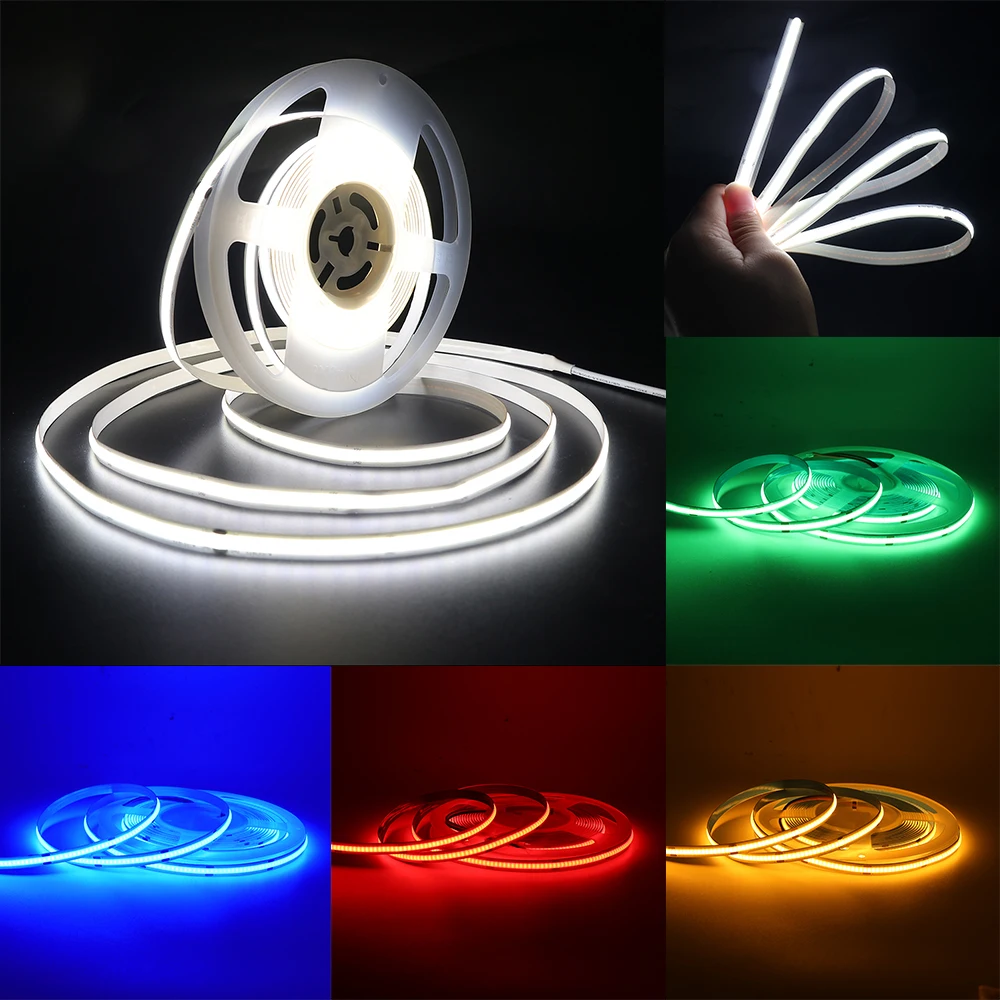 DC 12V 24V COB LED Strip dengan Adapter Touch Dimmer Sensor Switch 320 384 528LEDs/M LED Light Tape Kitchen Cabinet Backlight