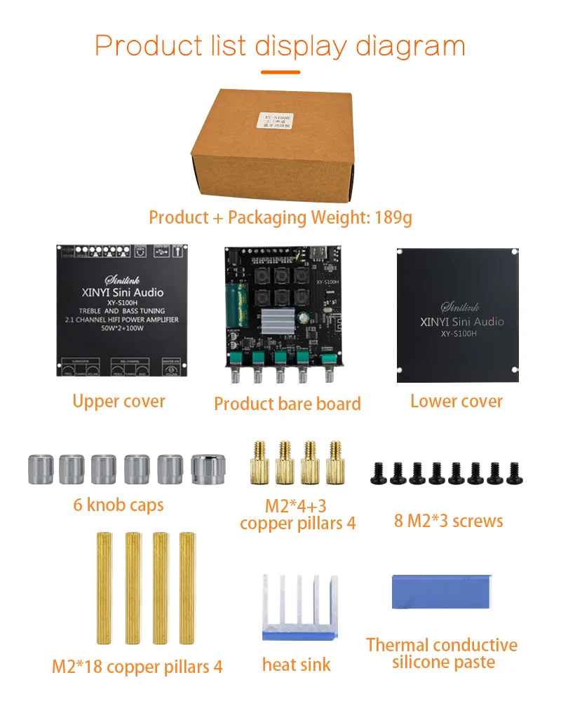 XY-S100H 2.1 channel Bluetooth audio power amplifier module TPA3116 high and low bass subwoofer for ZK-TB21 upgrade version