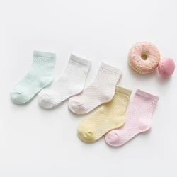 5 pares/lote 2-9y meias do bebê verão algodão jacquard crianças meias sólido colorido meninas malha bonito recém-nascido menino da criança meias do bebê