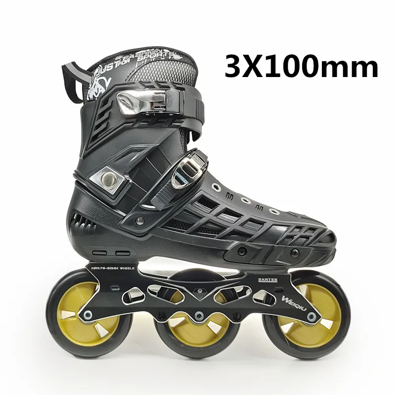 Inline 3 Wheels Symmetric 100mm Roller Skates Shoes 3X100mm Skating Frame 100 Skate Base for road 85A Durable PU ABEC7 Bearing