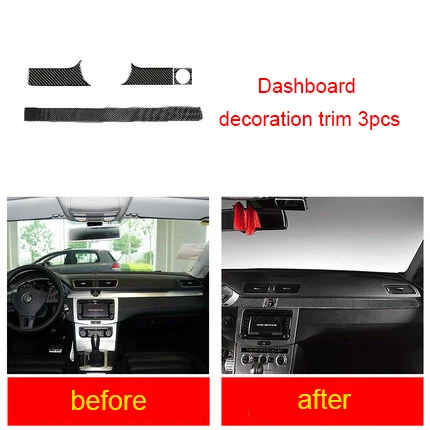 

For Volkswagen Magotan 2012-2016 CC 2012-2018 passat B7 carbon fiber Dashboard decoration trim 3pcs