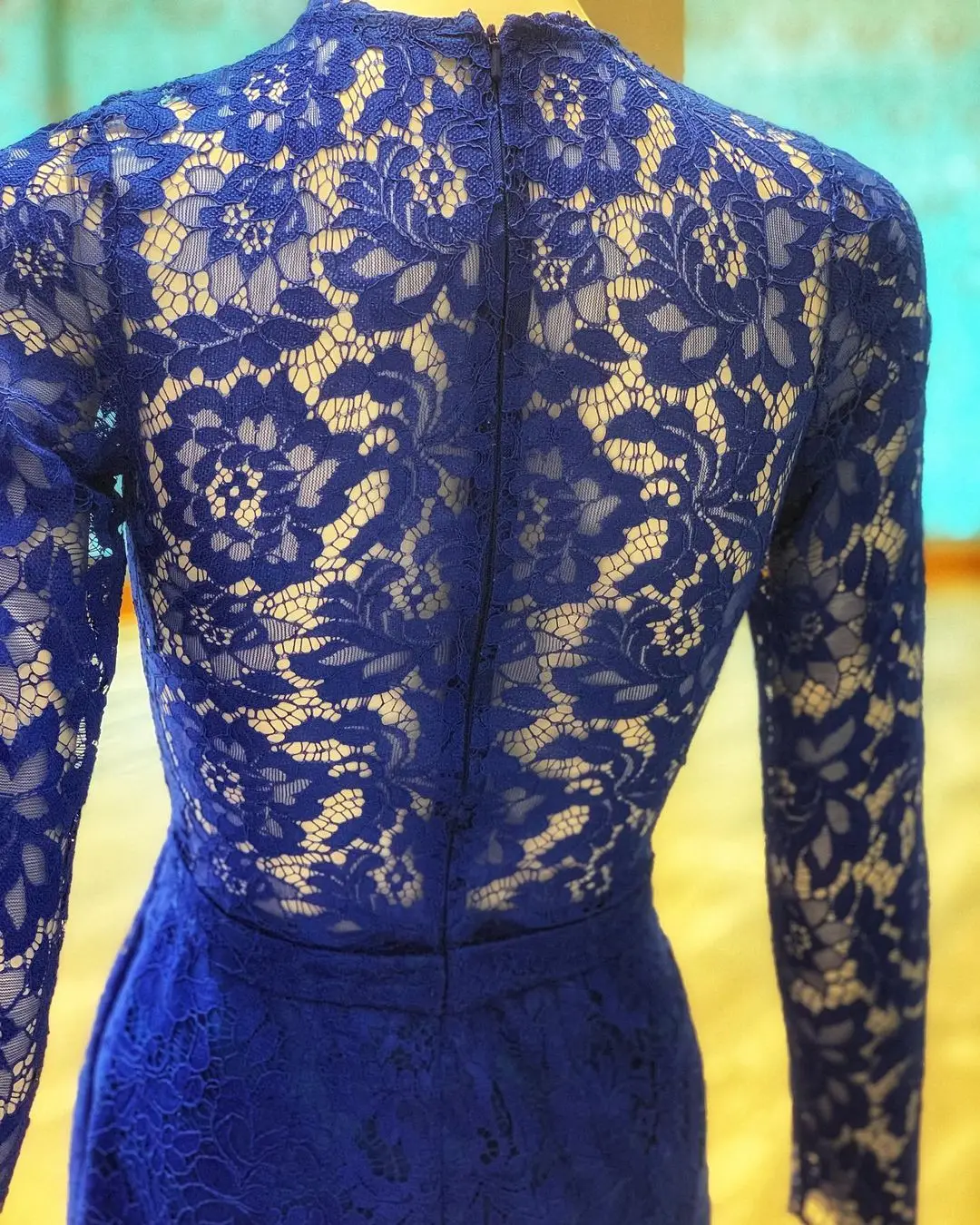 Royal Blue Lace Homecoming Romper 2021 Vestidos Doen Regresso Een Casa Lange Mouwen Hoge Hals Graduation Cocktail Party Prom Formele