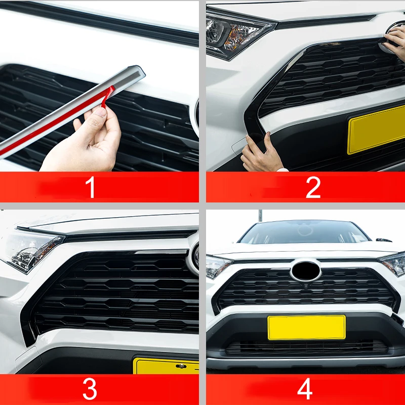 For Toyota RAV4 XA50 2019-2021 2022 2023 RAV 4 Car Front Bumper Racing Air Inlet Grille Cover Strips Sticker Trim Accessories