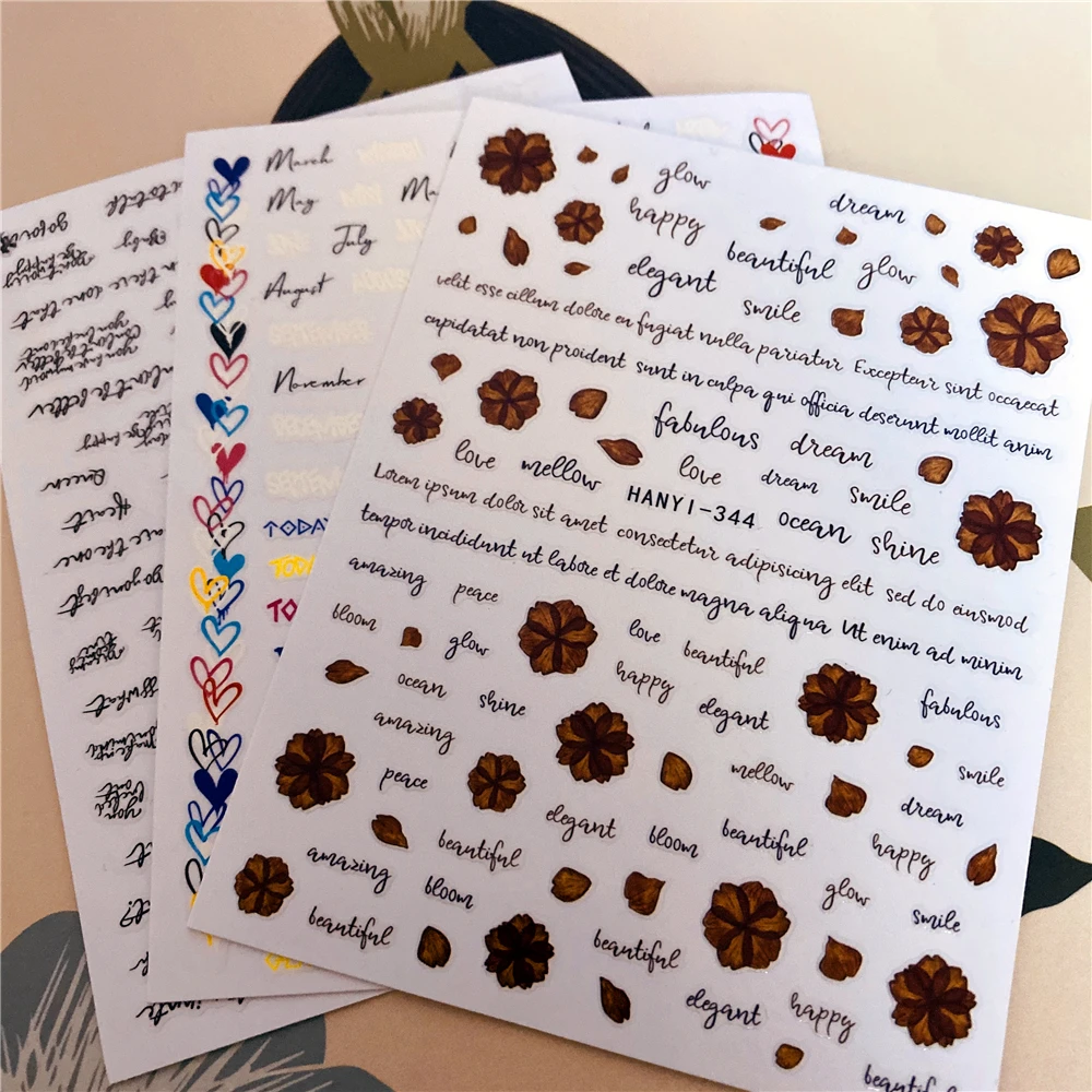 

HANYI-224-344 English alphabet word 3D Back glue Nail decal Nail sticker Nail decoration Nail art Nail tool Nail ornament