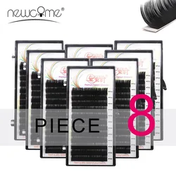 NEWCOME 8 Cases/Lot Faux Mink Individual Eyelash Extensions Natural Soft Eye Lashes BCD Curl Cilia Lashes Makeup Tool