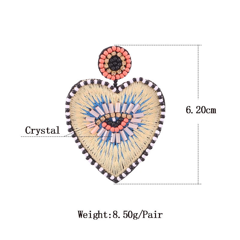 Sehuoran Bohemian Oorbellen Multicolor Heart Dangle Earrings For Women Trendy Beads Statement Earrings Wedding Fashion Jewelry