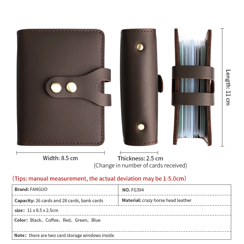 Multi-Slot Card Holder Box Handmade Genuine Leather Credit Cards Business Bus Card Slot Bag Retro Portable Cards Wallet Travel