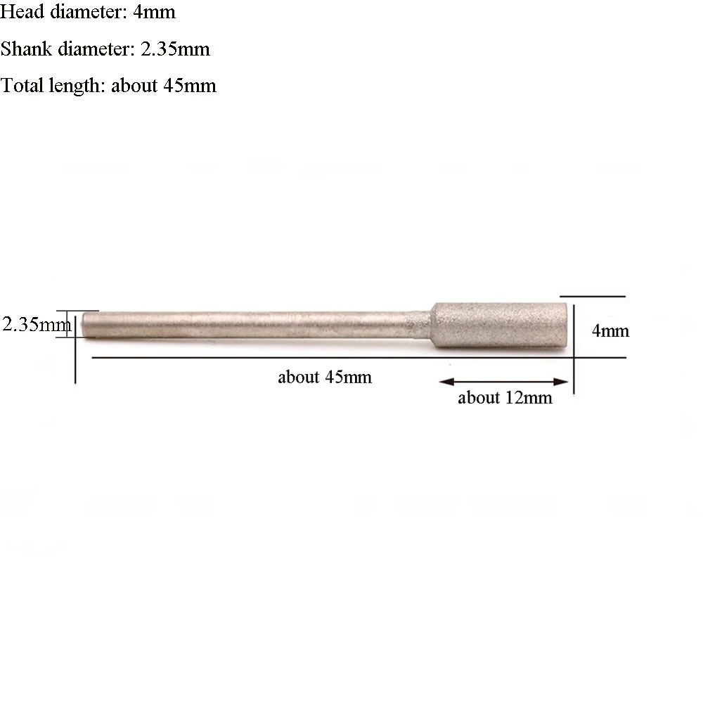 5PCS Diamond Burr Grinding Polishing Drill Bit 3/32'' Shank For Jewelry 400 1200 Grit