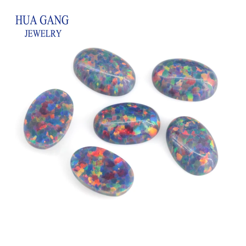 #13-1 Synthetic Opal Loose Stones Oval Shape Flat Back Cabochon Opal Beads Semi-Precious Stones For Jewelry 3x5mm-10x14mmmm